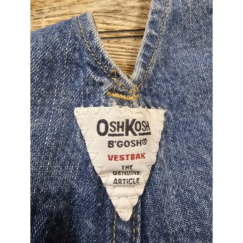 Vintage OshKosh B'Gosh Denim Carpenter Overalls 3 Toddler Vestbak Snap Legs